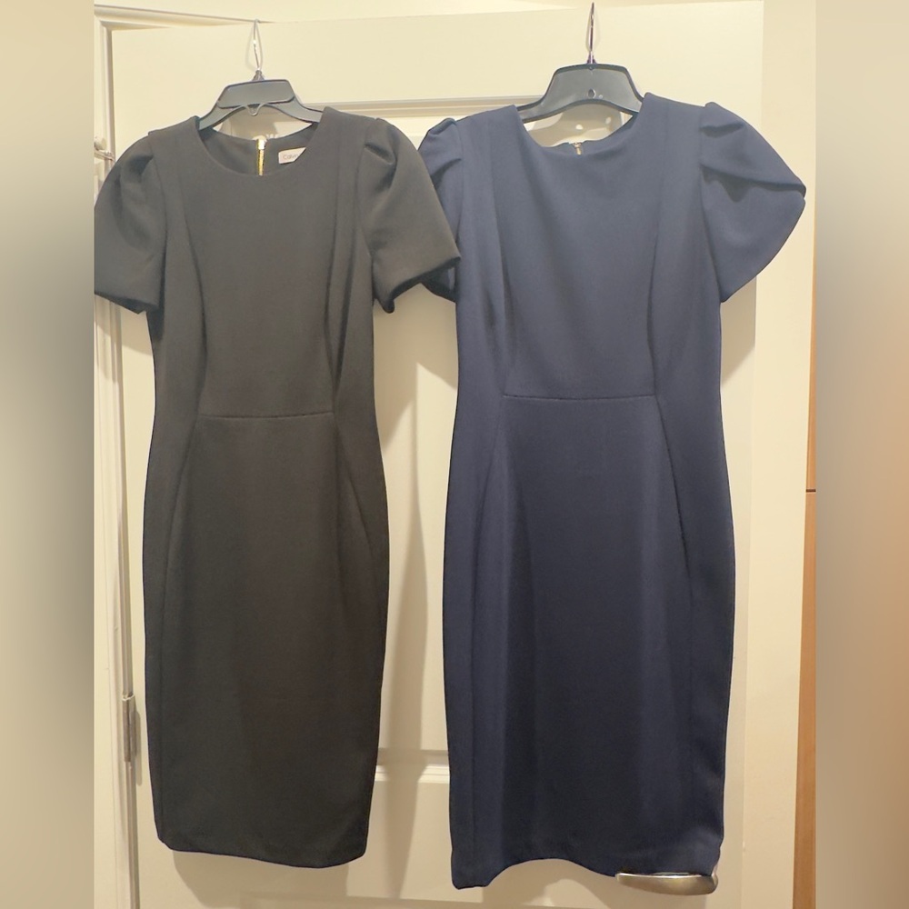 Set of 2 Calvin Klein Elegant Women's Dresses - LOT - Black and navy - NEW